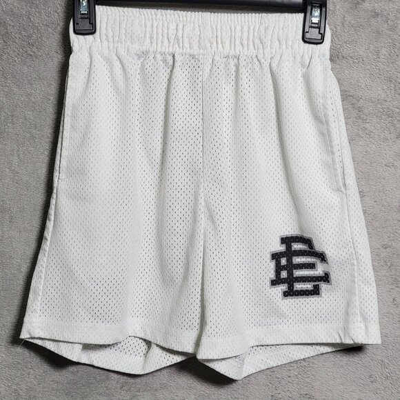 Eric Emanuel Shorts Kids Medium White Mesh EE Logo Basketball Made in New York - Picture 1 of 11